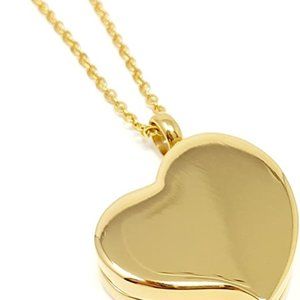 Polished Heart Locket Necklace with Magnetic Closure for Medication